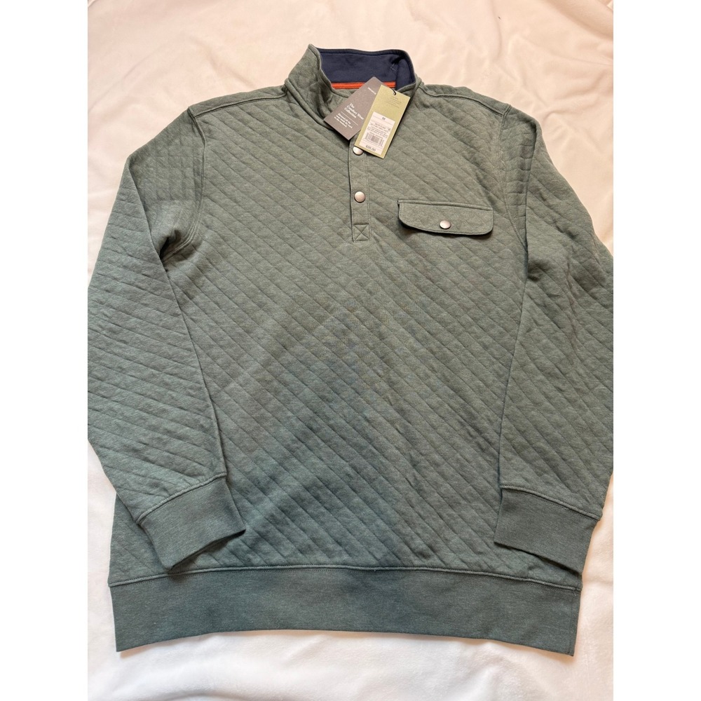 Goodfellow & Co Mens Quilted 1/4 Snap Pullover Sweatshirt Green Medium NEW